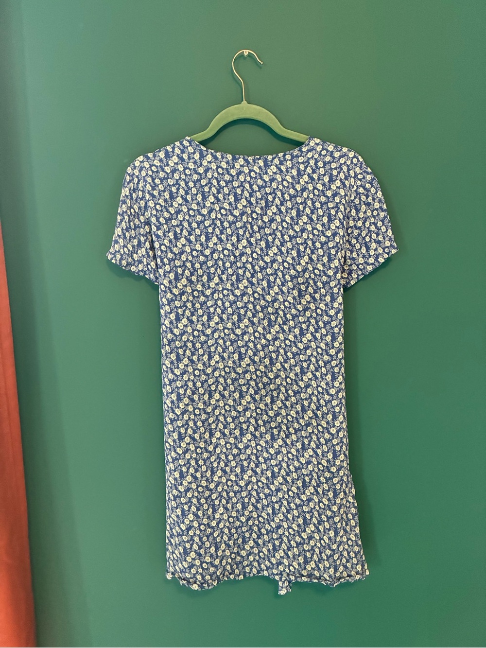 Vintage Maternity Blue Floral Short Sleeve Shift Dress